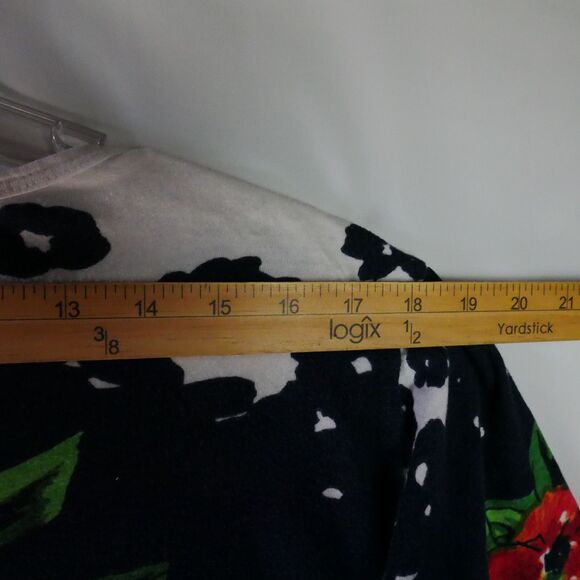 American Sweetheart Size L 3/4 Sleeve Top Bright Floral Print on White - Picture 7 of 11